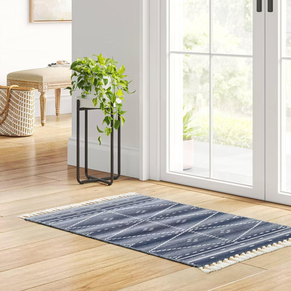 Threshold 2'3"x3'9" Washable Woven Tapestry Accent Rug with Fringe - Indigo - Picture 2 of 4